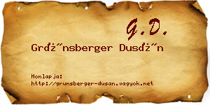 Grünsberger Dusán névjegykártya